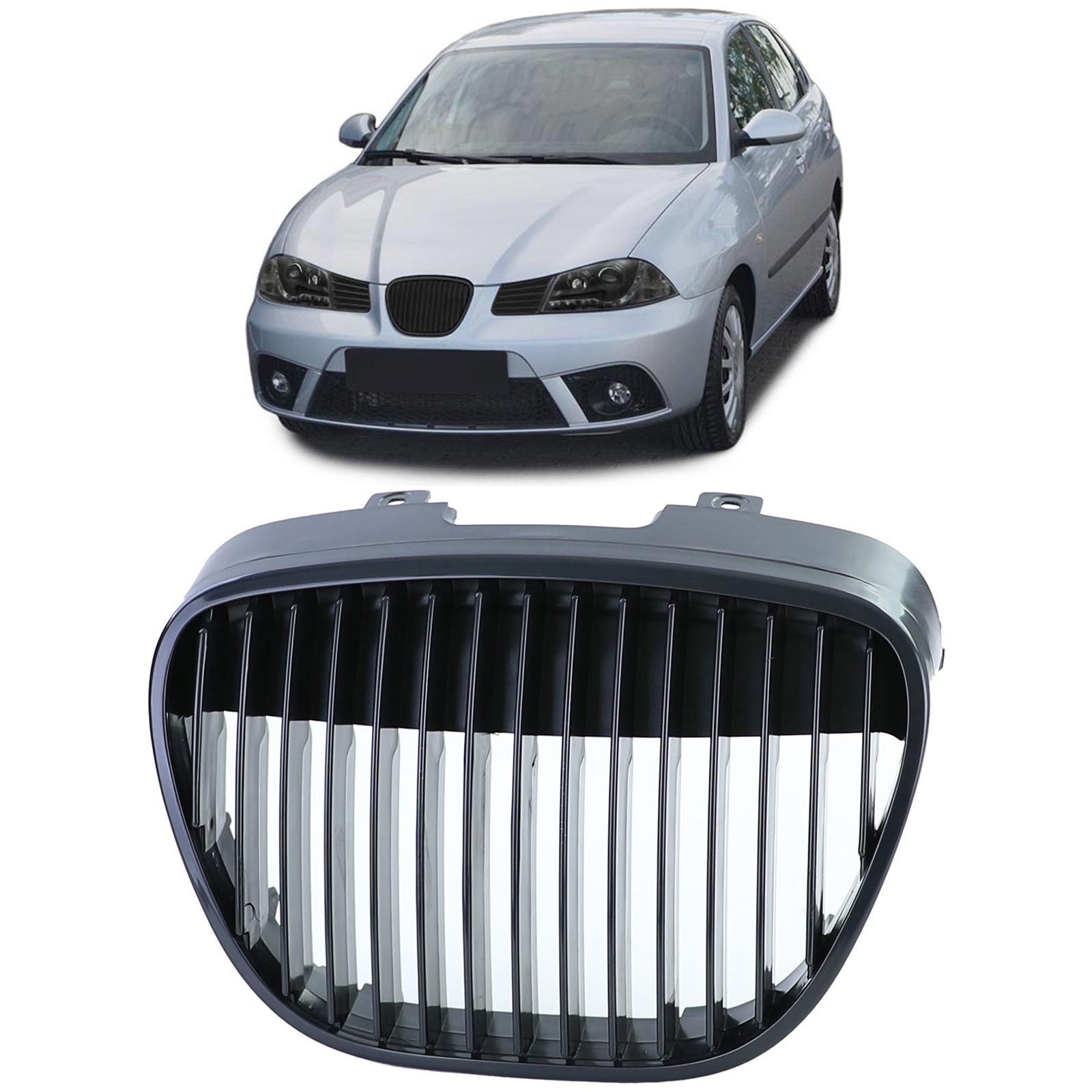 Grille - voorgrille - Seat Ibiza/Cordoba 6L 2002-2009 - zwart