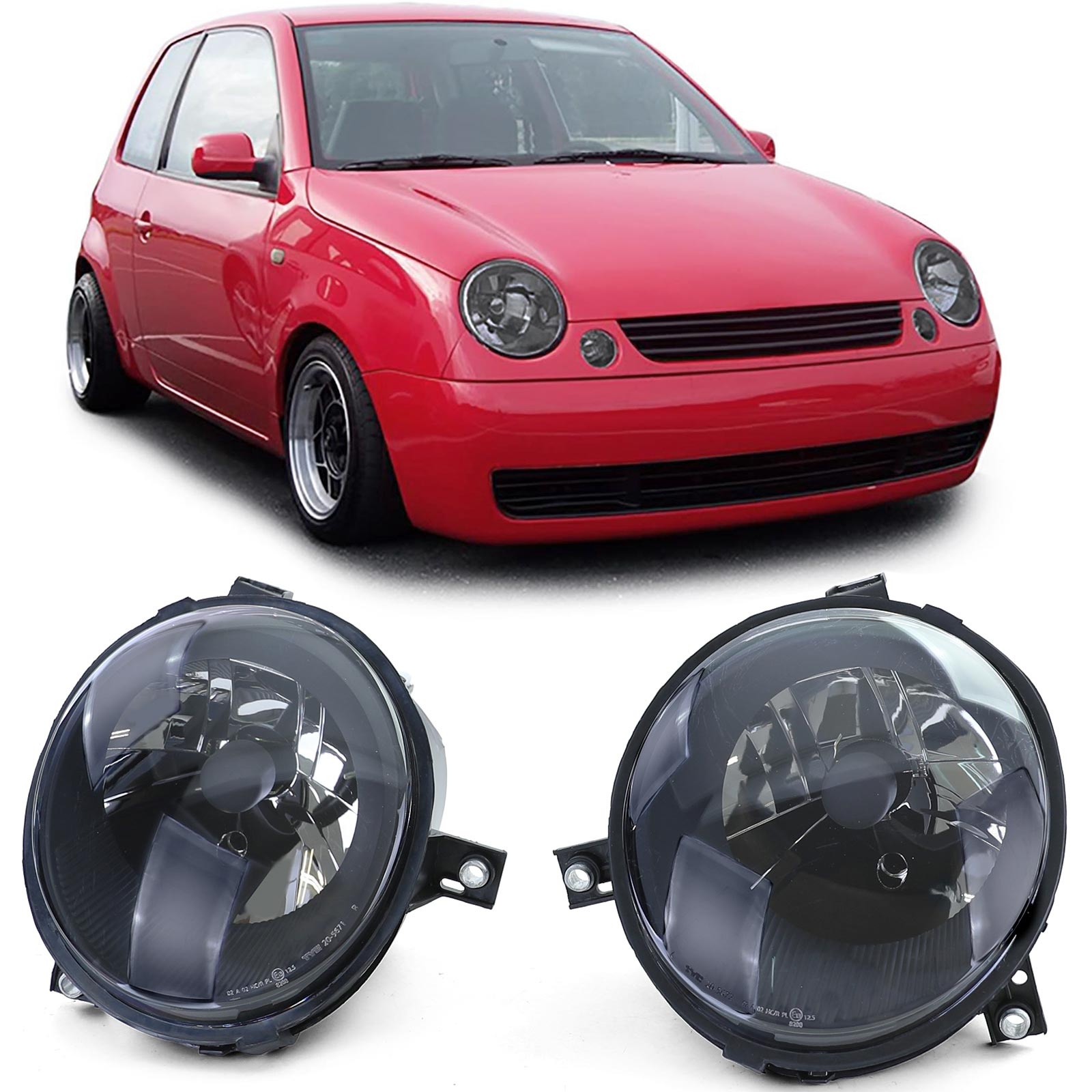 Koplampen voor VW Lupo 6X1/6E1 09/1998-07/2005 - H4 - zwart smoke