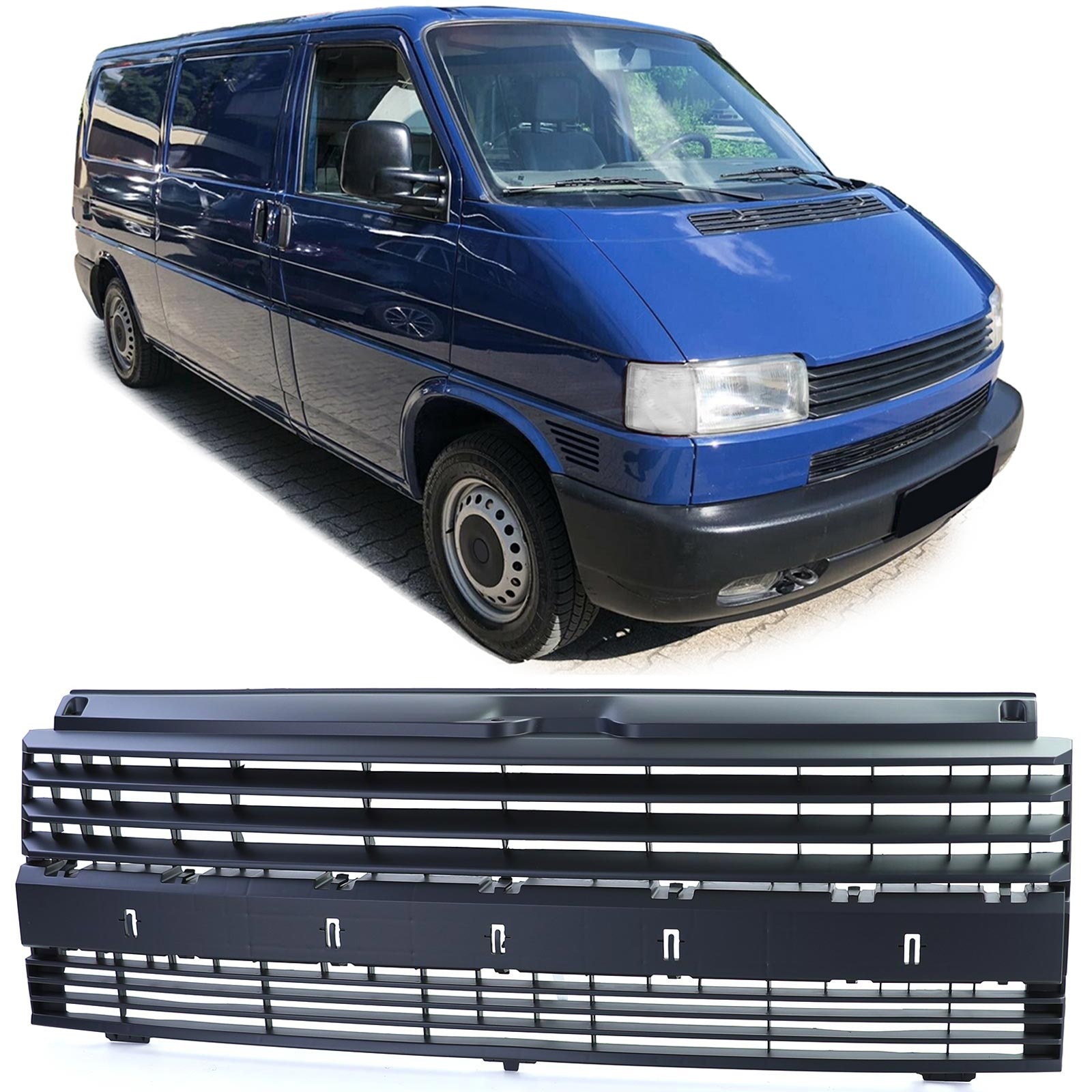 Grille - voorgrille - voor VW T4 Transport bus/bestelwagen/transporter/pick-up 1990-2003 - zwart
