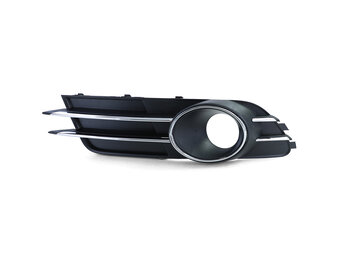 Grille - mistlamp rooster - voor Audi A6 C7/4G, sedan/avant 11/2010-10/2014 - links - zwart/chroom