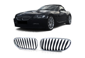 Grille - nieren - BMW Z4 E85/E86, cabrio/coupé 2002-2008 - 2-delig - zwart chroom