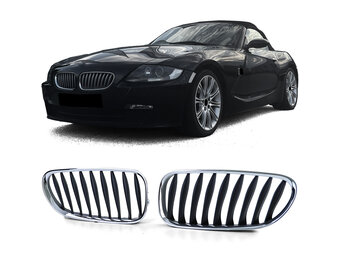Grille - nieren - geschikt voor BMW Z4 E85/E86, cabrio/coupé 2002-2008 - 2-delig - zwart chroom