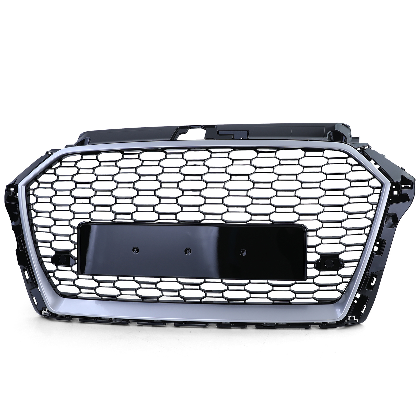 Grille - voorgrille - voor Audi A3 8VA/8V1/8VS, sedan/cabrio/sportback facelift 6/2016-2020 - zwart glans/zilver
