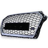Grille - voorgrille - voor Audi A3 8VA/8V1/8VS, sedan/cabrio/sportback facelift 6/2016-2020 - zwart glans/zilver