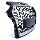 Grille - voorgrille - voor Audi A3 8VA/8V1/8VS, sedan/cabrio/sportback facelift 6/2016-2020 - zwart glans/zilver