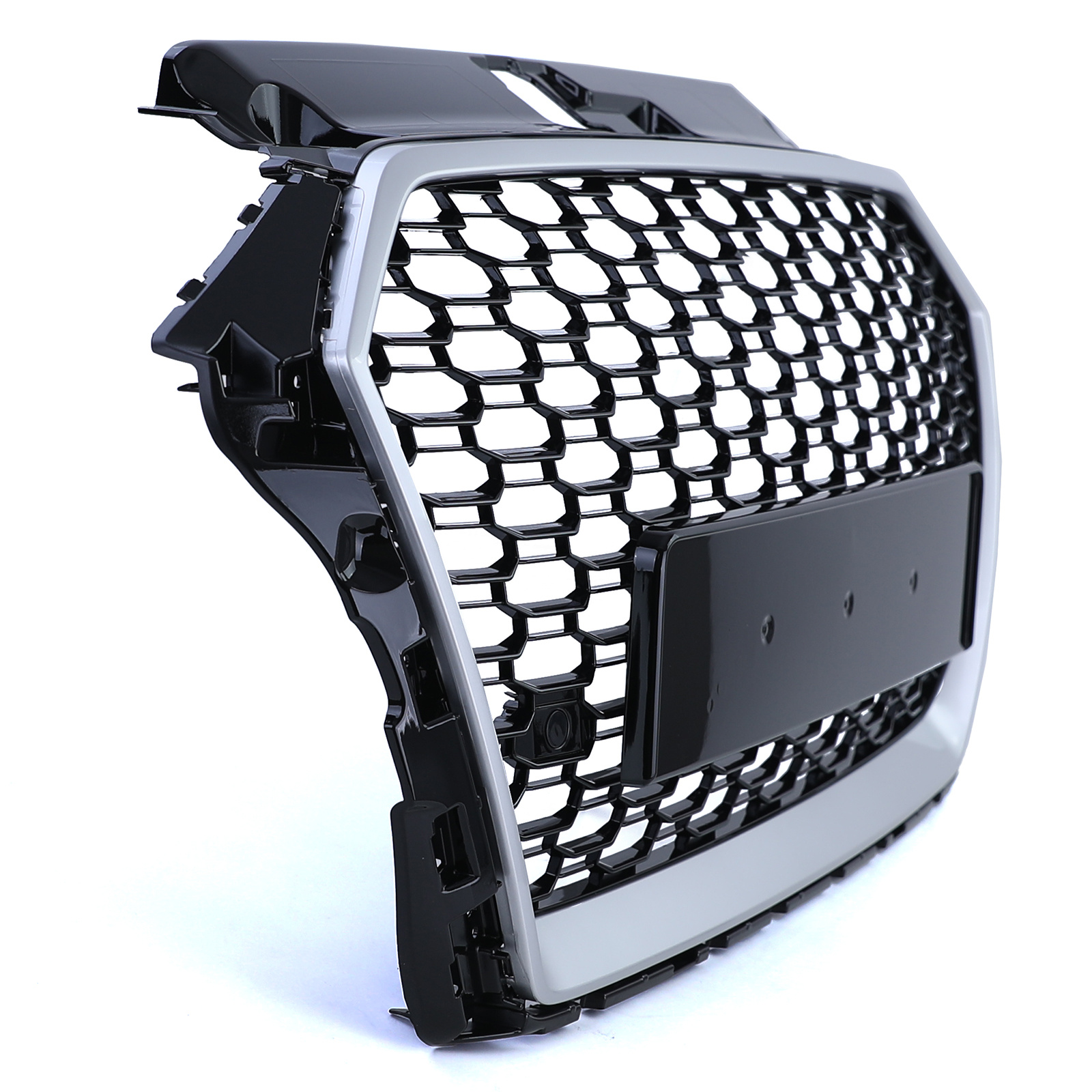 Grille - voorgrille - geschikt voor Audi A3 8VA/8V1/8VS, sedan/cabrio/sportback facelift 6/2016-2020 - zwart glans/zilver