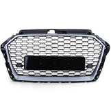 Grille - voorgrille - voor Audi A3 8VA/8V1/8VS, sedan/cabrio/sportback facelift 6/2016-2020 - zwart glans/zilver