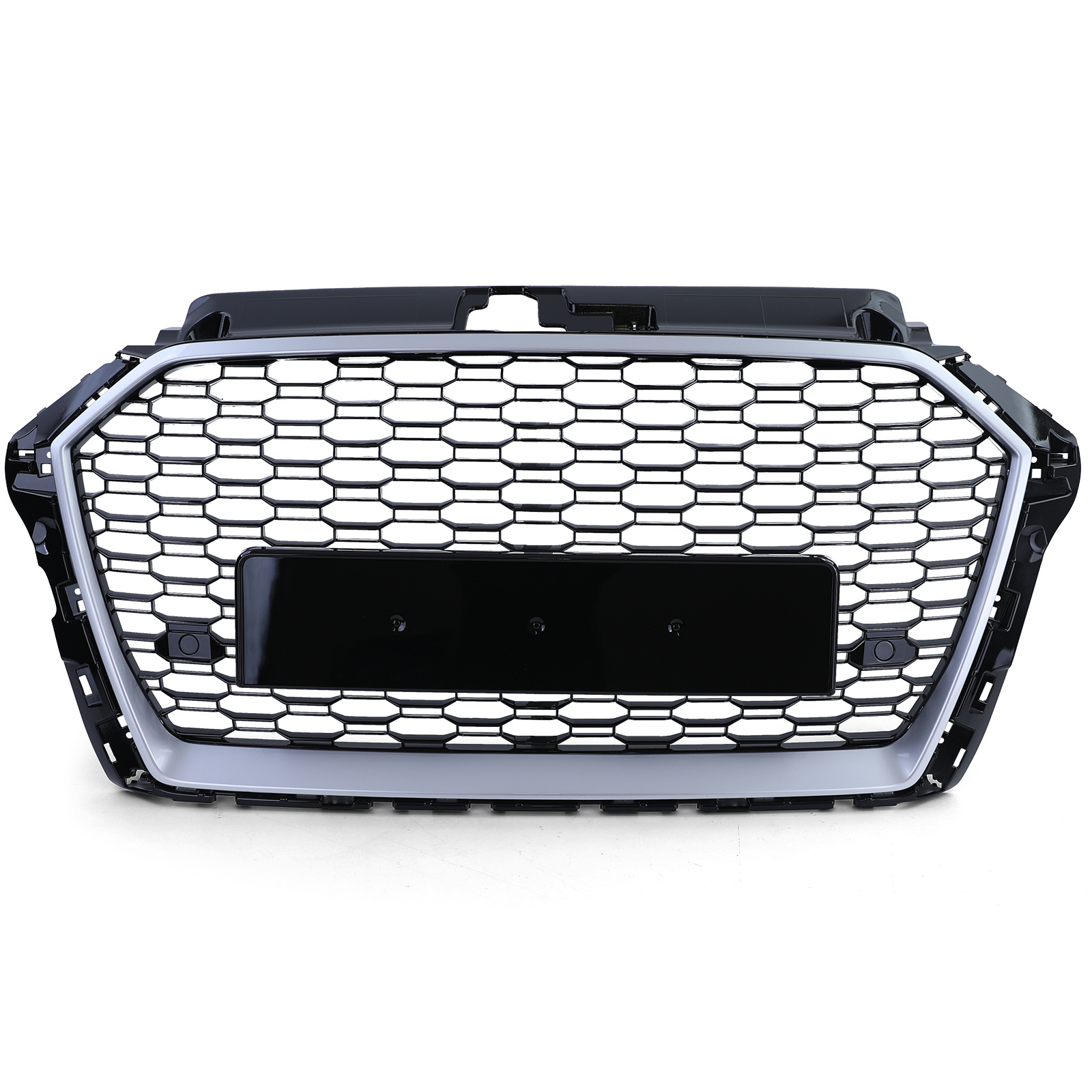 Grille - voorgrille - voor Audi A3 8VA/8V1/8VS, sedan/cabrio/sportback facelift 6/2016-2020 - zwart glans/zilver