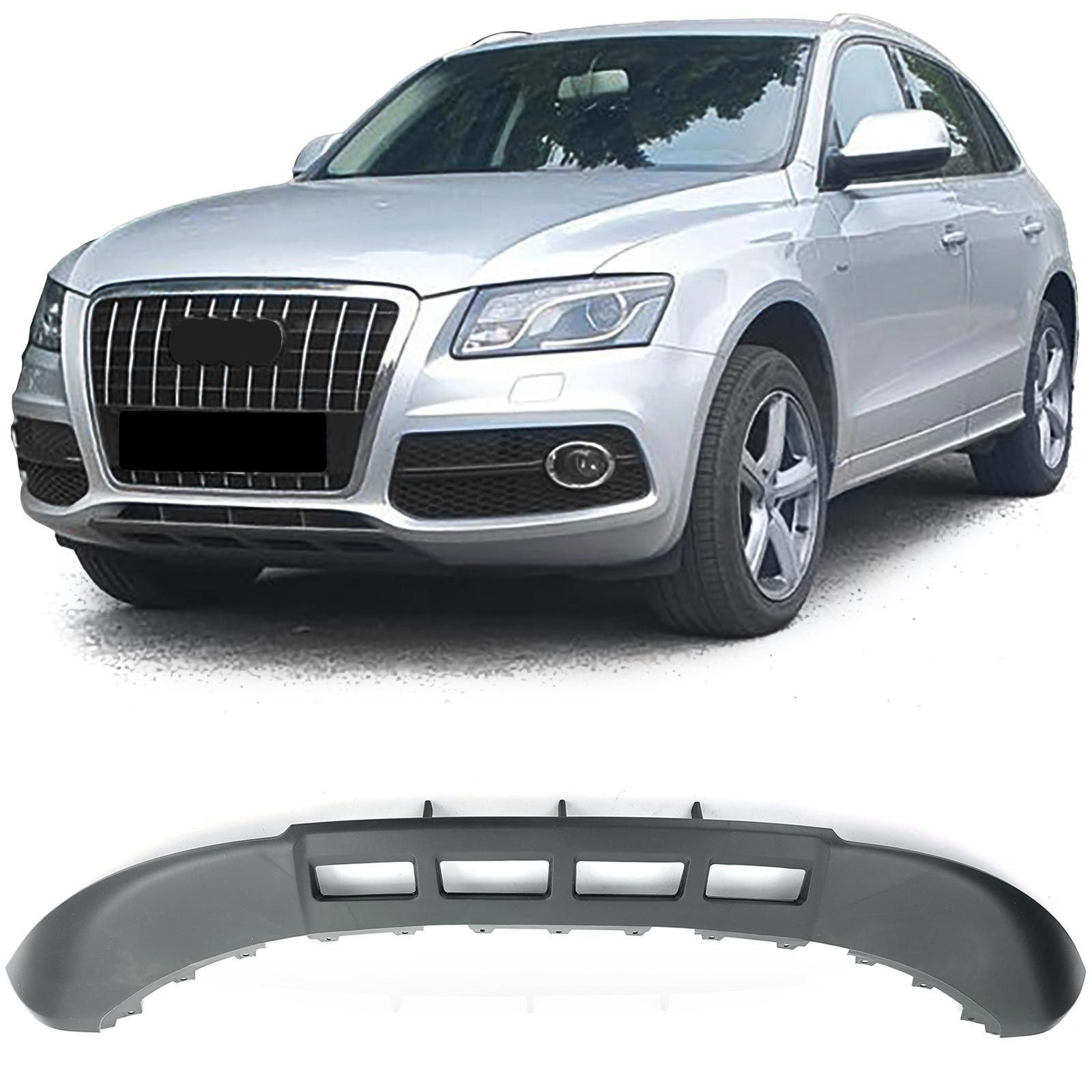 Spoiler - voorspoilerlip - voor Audi Q5 8R, vóórfacelift 11/2008-08/2012 - zwart