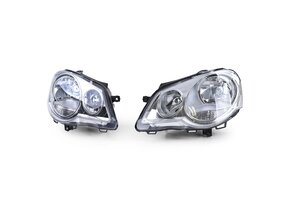 Koplampen geschikt voor VW Polo 9N3 04/2005-05/2009 - H7/H1 - inclusief stelmotor - helder glas
