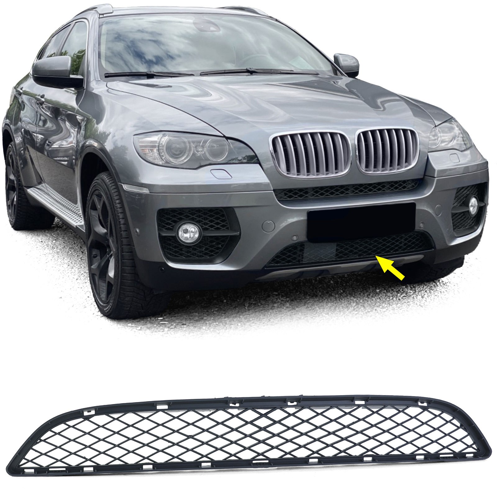Grille - voorgrille - geschikt voor BMW X6 E71 5/2006-6/2014 - sportgrille - mat zwart