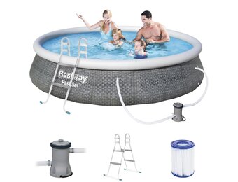 Bestway zwembad - 396x84cm - complete set - 7340 liter - grijs