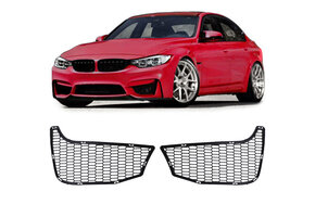 Grille - nieren - geschikt voor BMW 3-serie M3 F80 2011-2019, 4-serie M4 F82/F83 2013-2021 - 2-delig - zwart
