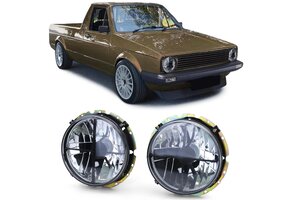 Koplampen voor VW Caddy I 14D 08/1982-07/1992 Jetta I 16 08/1979-02/1984 - zwart smoke