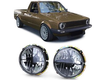 Koplampen voor VW Caddy I 14D 08/1982-07/1992 Jetta I 16 08/1979-02/1984 - zwart smoke
