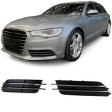 Grille - geschikt voor Audi A6 C7/4G, sedan/avant 11/2010-10/2014 - 2-delig - zonder S-line - zwart/chroom