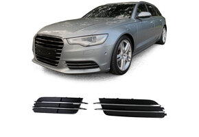 Grille - voor Audi A6 C7/4G, sedan/avant 11/2010-10/2014 - 2-delig - zonder S-line - zwart/chroom