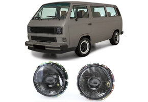 Koplampen geschikt voor VW T2 08/1973-07/1979, T3 05/1979-07/1992, LT 28/35/40/45 04/1975-1985 - H4 - zwart smoke