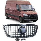 Grille - voorgrille geschikt voor Mercedes Sprinter W907/910 vanaf 2/2018 - zwart glans chroom
