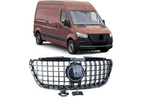Grille - voorgrille - Mercedes Sprinter W907/910 vanaf  2/2018 - zwart glans chroom