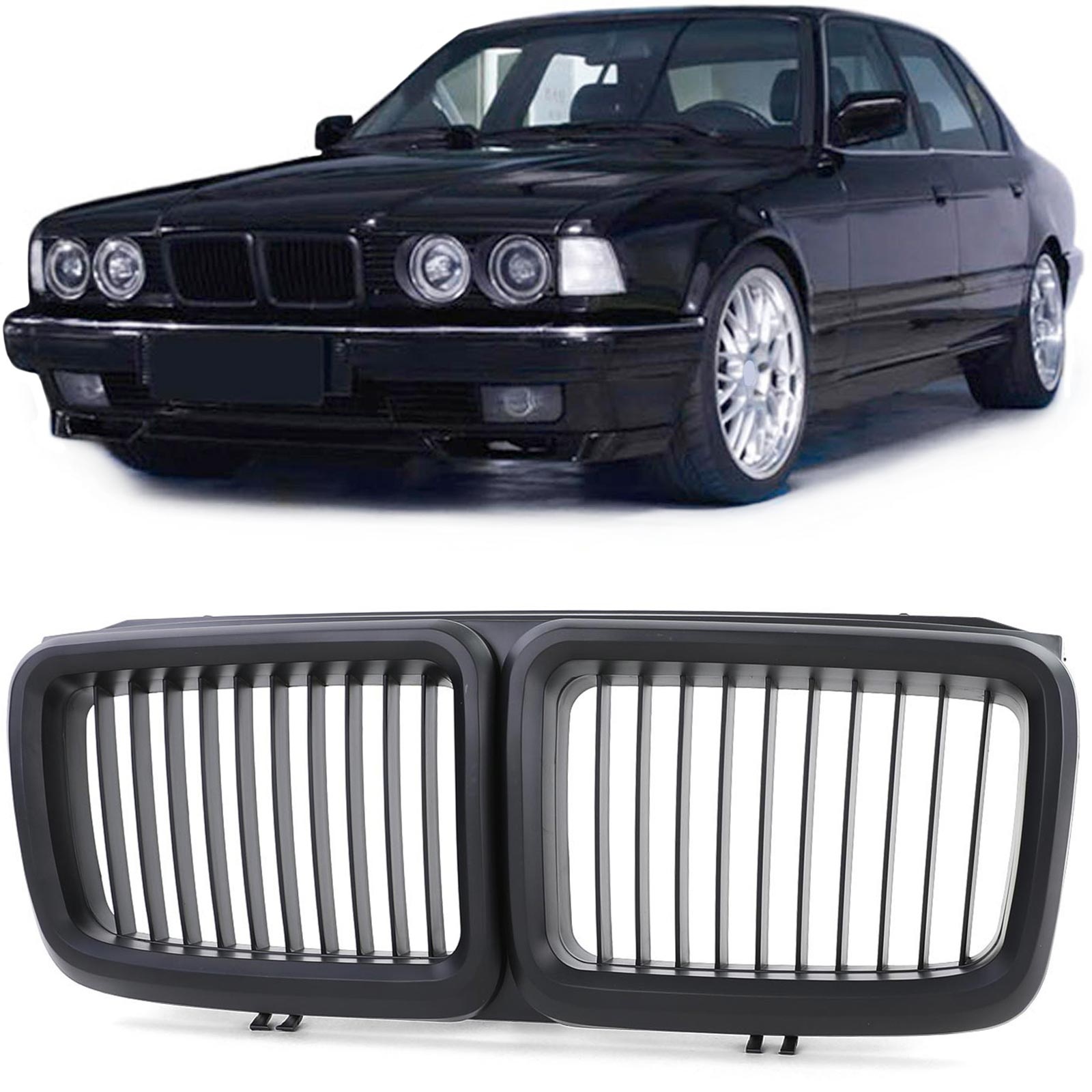 Grille - nieren - BMW 7-serie E32 1986-1994 - mat zwart