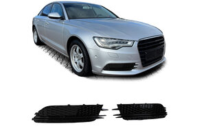Grille - geschikt voor Audi A6 C7, sedan/avant 2011-10/2014 - 2-delig - zonder S-line - zwart glans