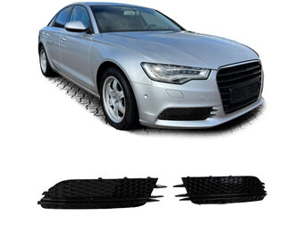 Grille - geschikt voor Audi A6 C7, sedan/avant 2011-10/2014 - 2-delig - zonder S-line - zwart glans