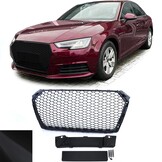 Grille - voorgrille geschikt voor Audi A4 B9 8W, sedan/avant 5/2015-12/2019 - zonder embleem - mat zwart
