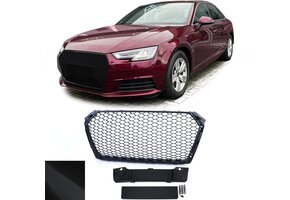 Grille - voorgrille - voor Audi A4 B9 8W, sedan/avant 5/2015-12/2019 - zonder embleem - mat zwart