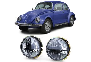 Koplampen voor VW Kever en Cabrio vanaf 09/1973 - H4 - zwart/rook