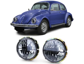 Koplampen geschikt voor VW Kever en Cabrio vanaf 09/1973 - H4 - zwart/rook