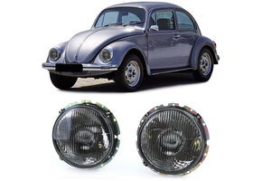 Koplampen voor VW Kever/Cabrio vanaf 08/1973 - H4 - zwart smoke