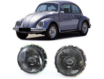 Koplampen geschikt voor VW Kever/Cabrio vanaf 08/1973 - H4 - zwart smoke