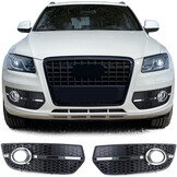 Grille - mistlamp rooster - voor Audi Q5 8R 2009-7/2012 - 2-delig - zwart