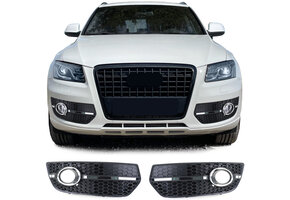 Grille - mistlamp rooster - voor Audi Q5 8R 2009-7/2012 - 2-delig - zwart