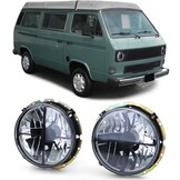 Koplampen geschikt voor VW T2 09/1973-1979 en T3 1979-07/1992 - H4 - zwart/smoke