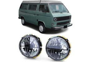 Koplampen geschikt voor VW T2 09/1973-1979 en T3 1979-07/1992 - H4 - zwart/smoke