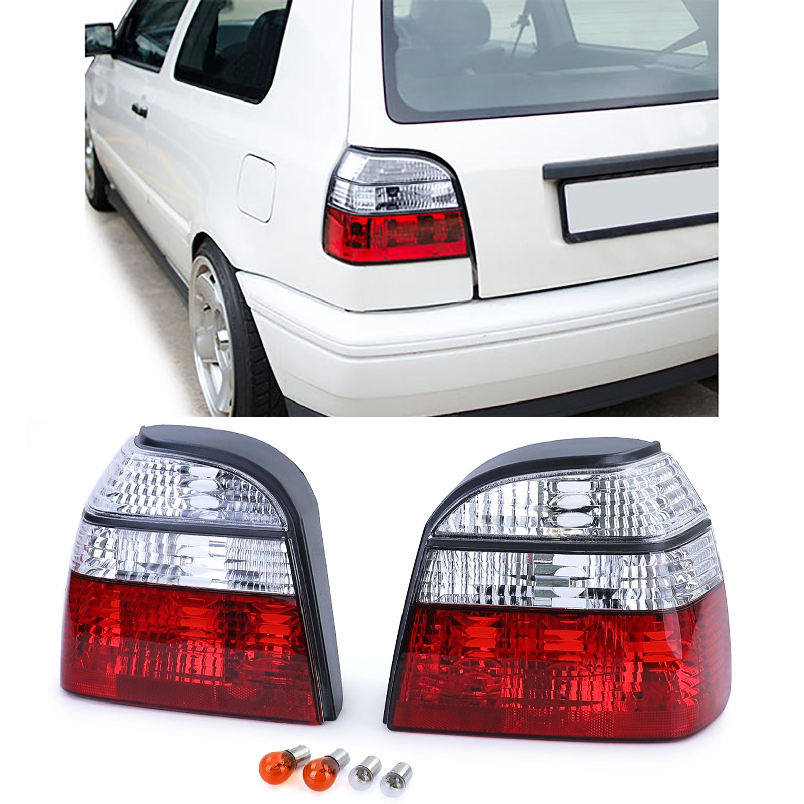 Achterlichten - voor VW Golf 3 sedan/cabrio 1991-1997 - rood helder