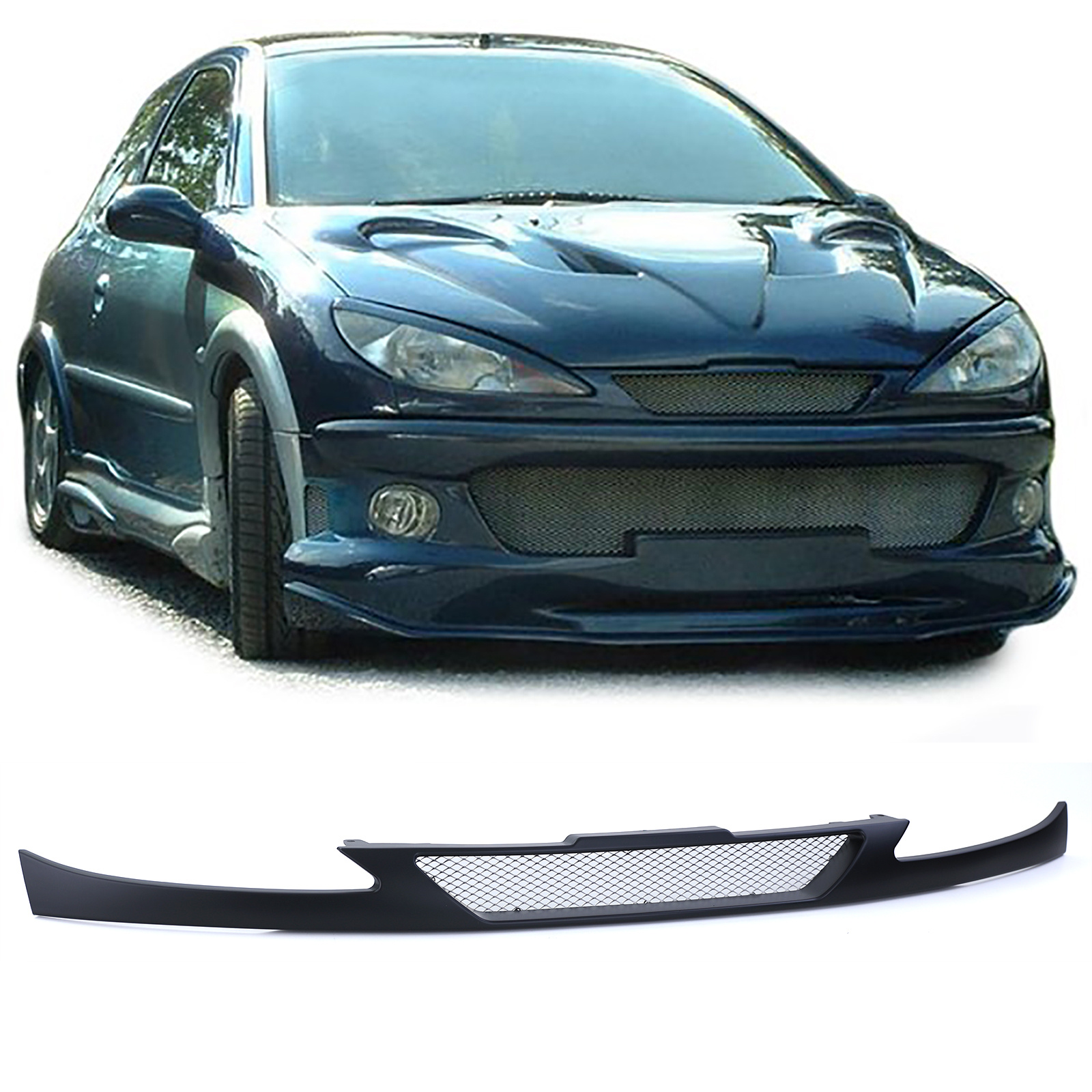 Grille - voorgrille - Peugeot 206 + CC 1998-2006 - zwart