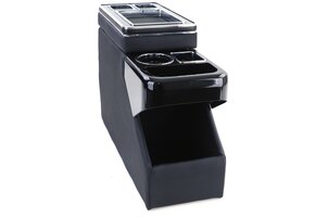 Middenconsole - geschikt voor VW Bus T5 7E/7F/7J/7H vanaf 04/2003, T6 SH/SG vanaf 04/2015 transporter/multivan - 51x18x35cm - kunstleer - zwart