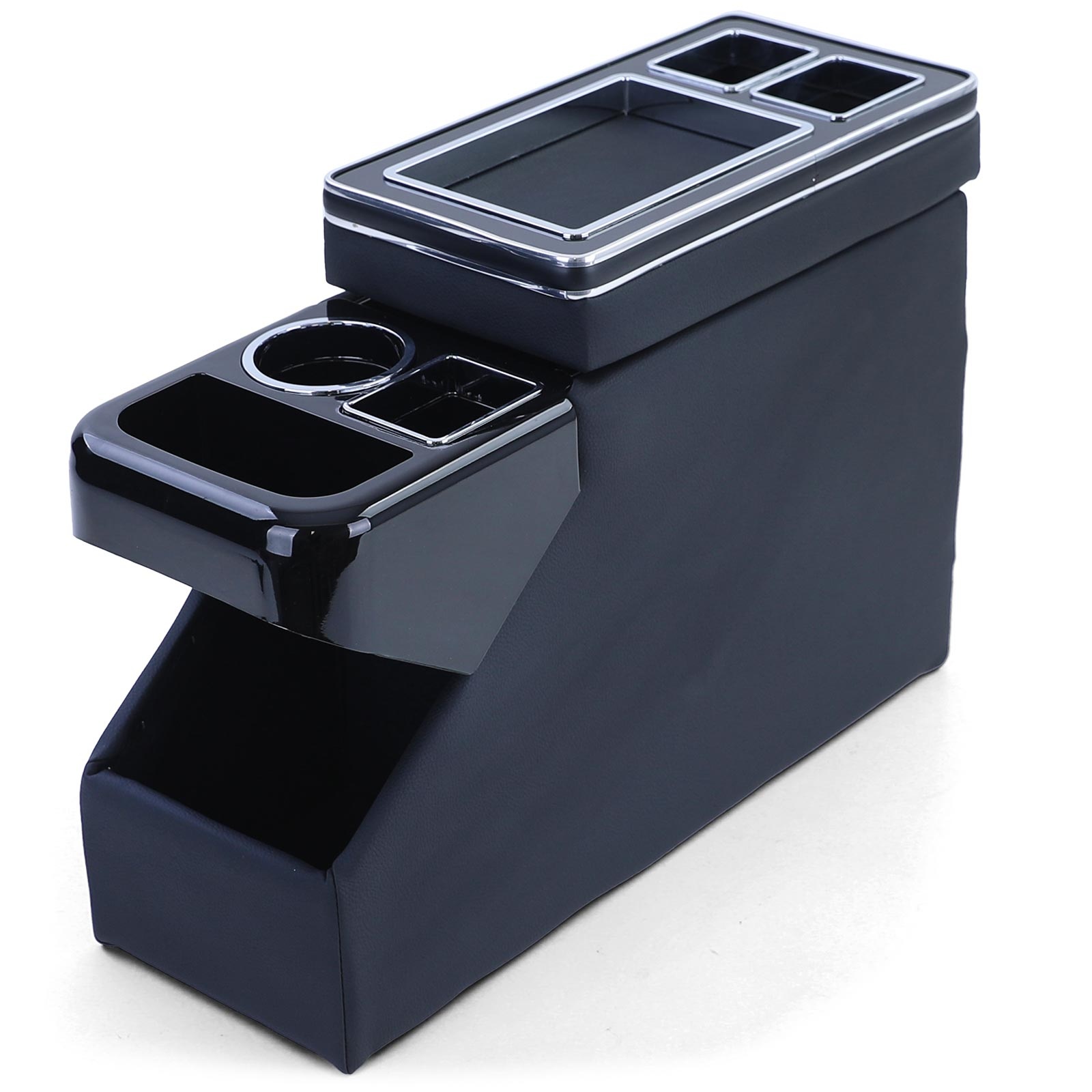 Middenconsole - voor VW Bus T5 7E/7F/7J/7H vanaf 04/2003, T6 SH/SG vanaf 04/2015 transporter/multivan - 51x18x35cm - kunstleer - zwart