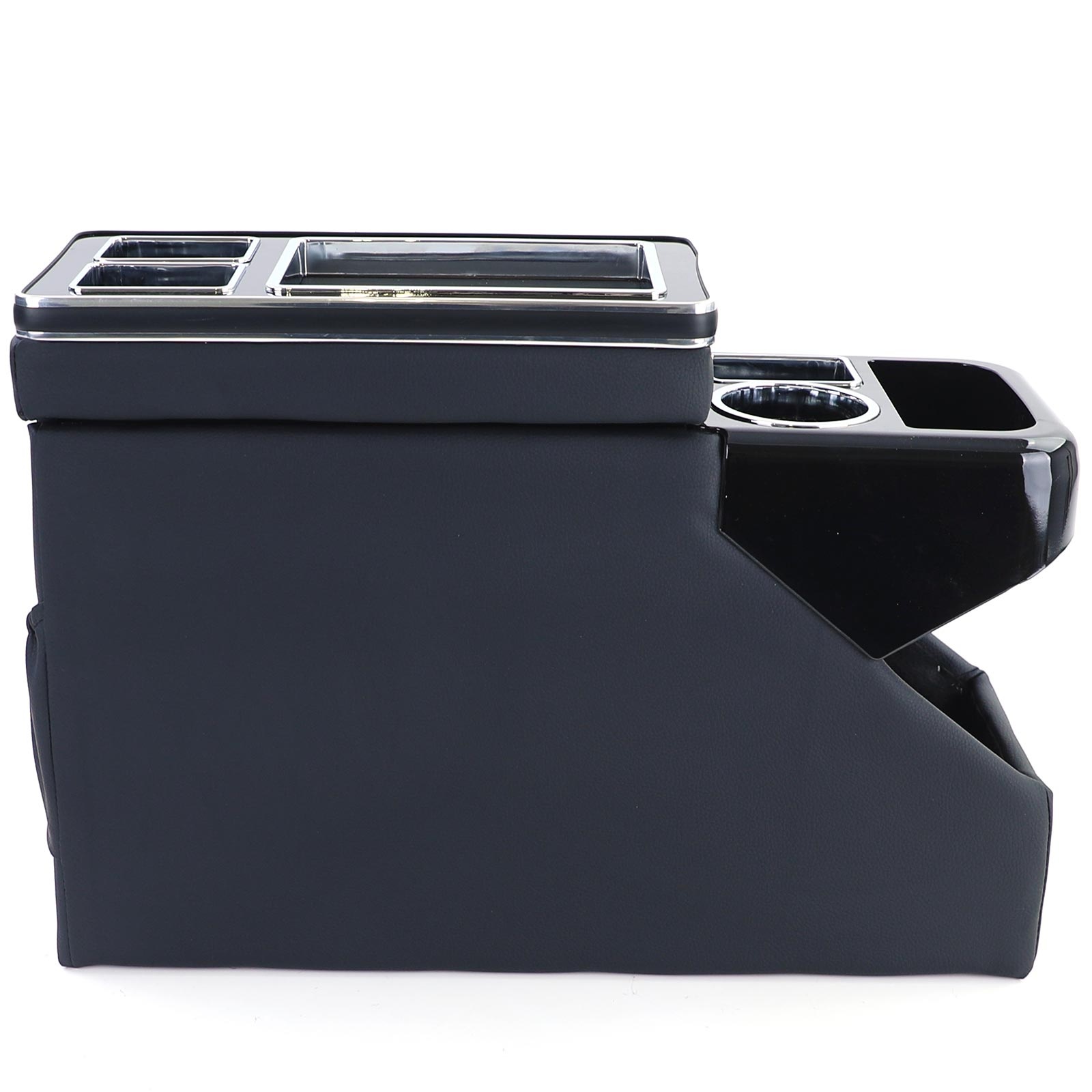 Middenconsole - voor VW Bus T5 7E/7F/7J/7H vanaf 04/2003, T6 SH/SG vanaf 04/2015 transporter/multivan - 51x18x35cm - kunstleer - zwart
