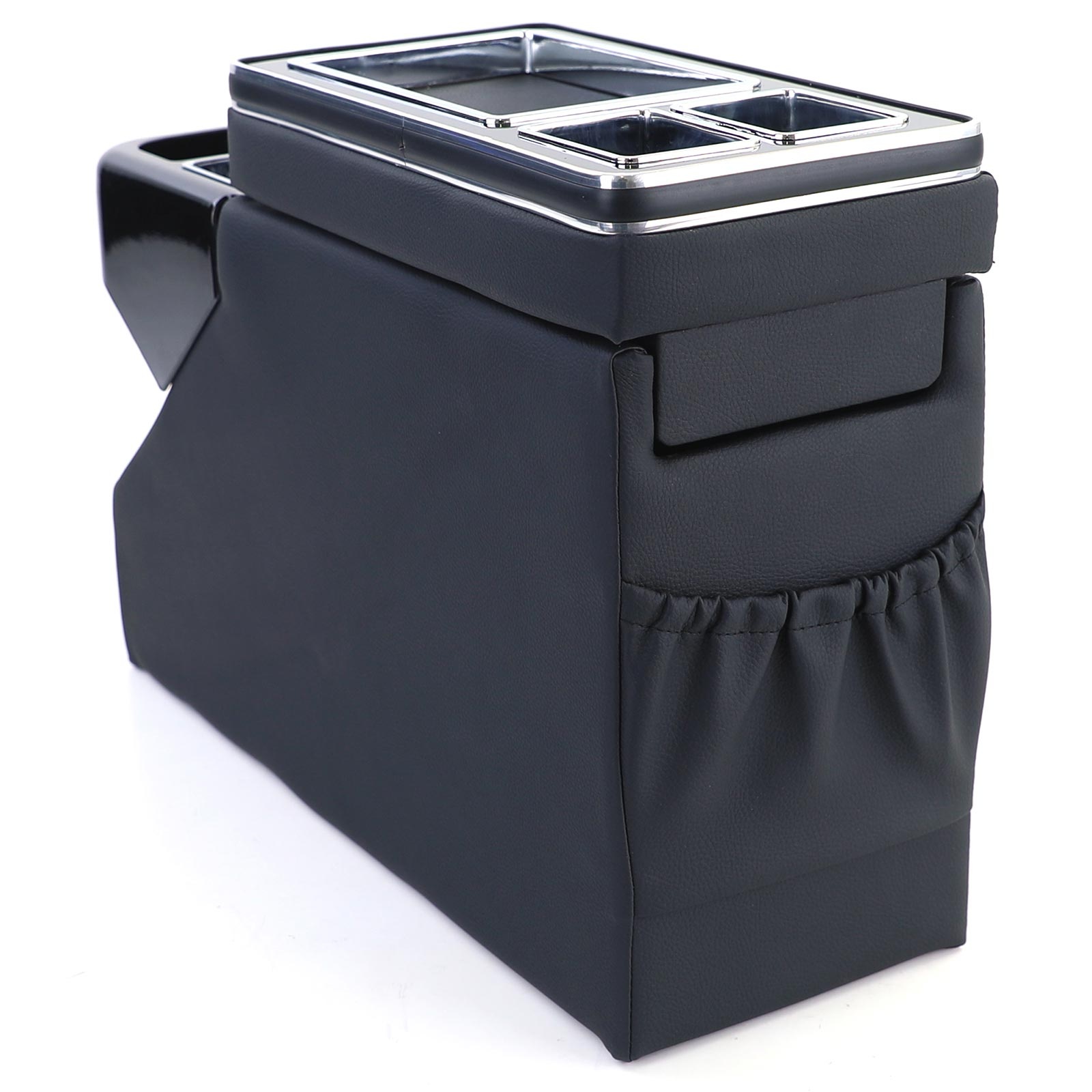 Middenconsole - voor VW Bus T5 7E/7F/7J/7H vanaf 04/2003, T6 SH/SG vanaf 04/2015 transporter/multivan - 51x18x35cm - kunstleer - zwart