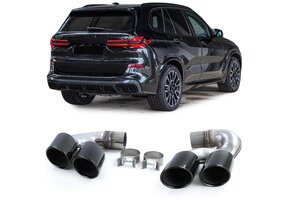 Uitlaatsierstuk - BMW X5 G05 40i vanaf 2018, X6 G06 40i vanaf 2019, X7 G07 40i vanaf 2019 - rvs - zwart