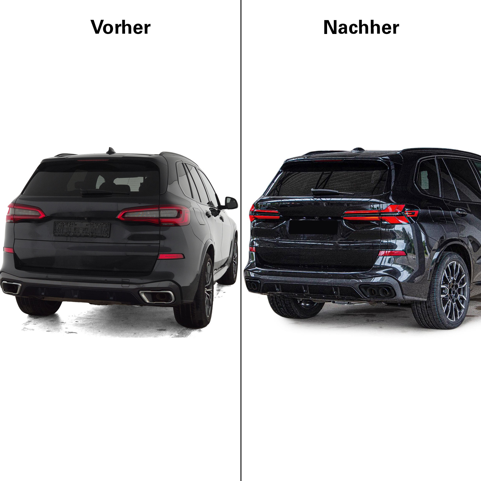 Uitlaatsierstuk - BMW X5 G05 40i vanaf 2018, X6 G06 40i vanaf 2019, X7 G07 40i vanaf 2019 - rvs - zwart