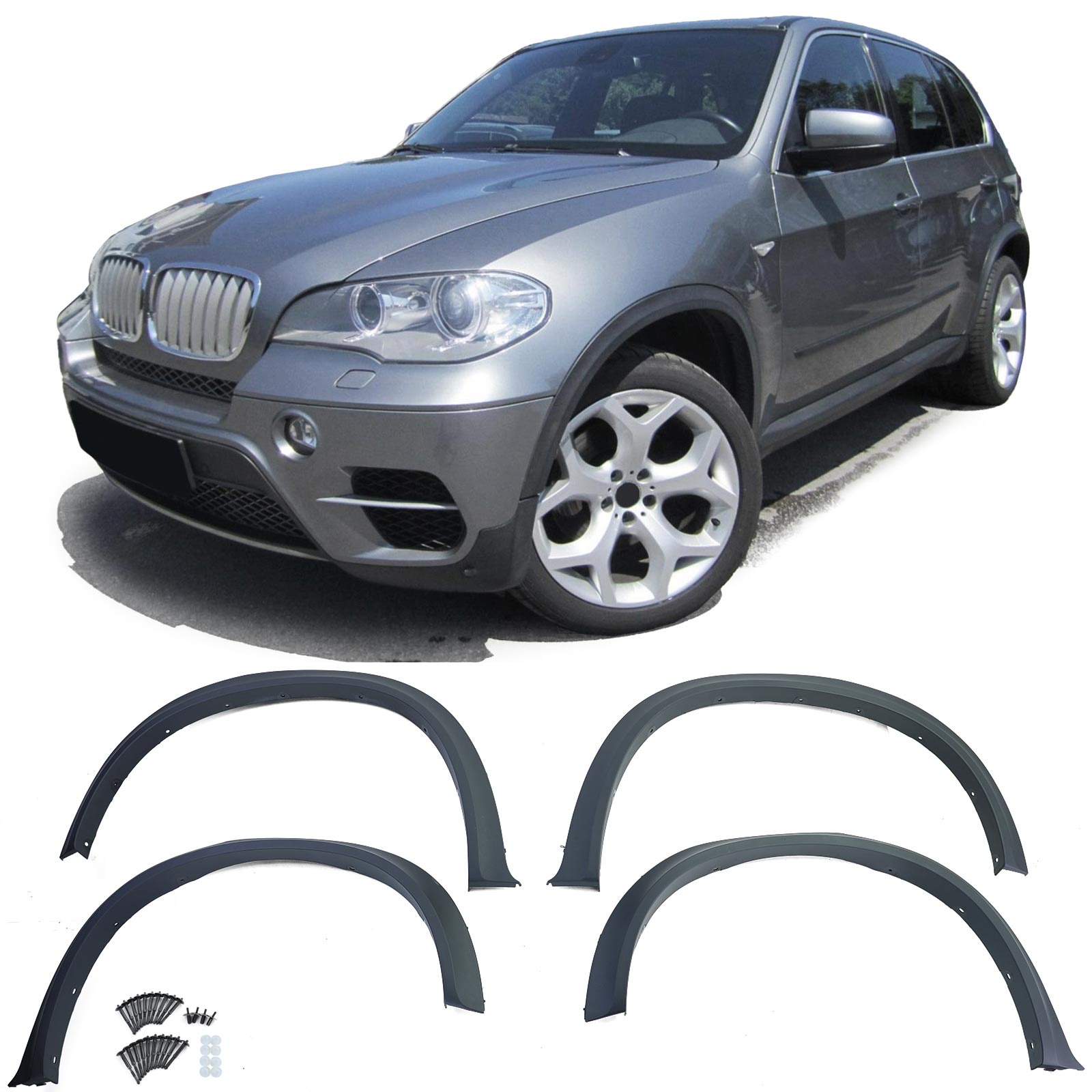 Spatbordverbreders - BMW X5 E70 facelift 06/2010-07/2013 - 4-delig - zwart