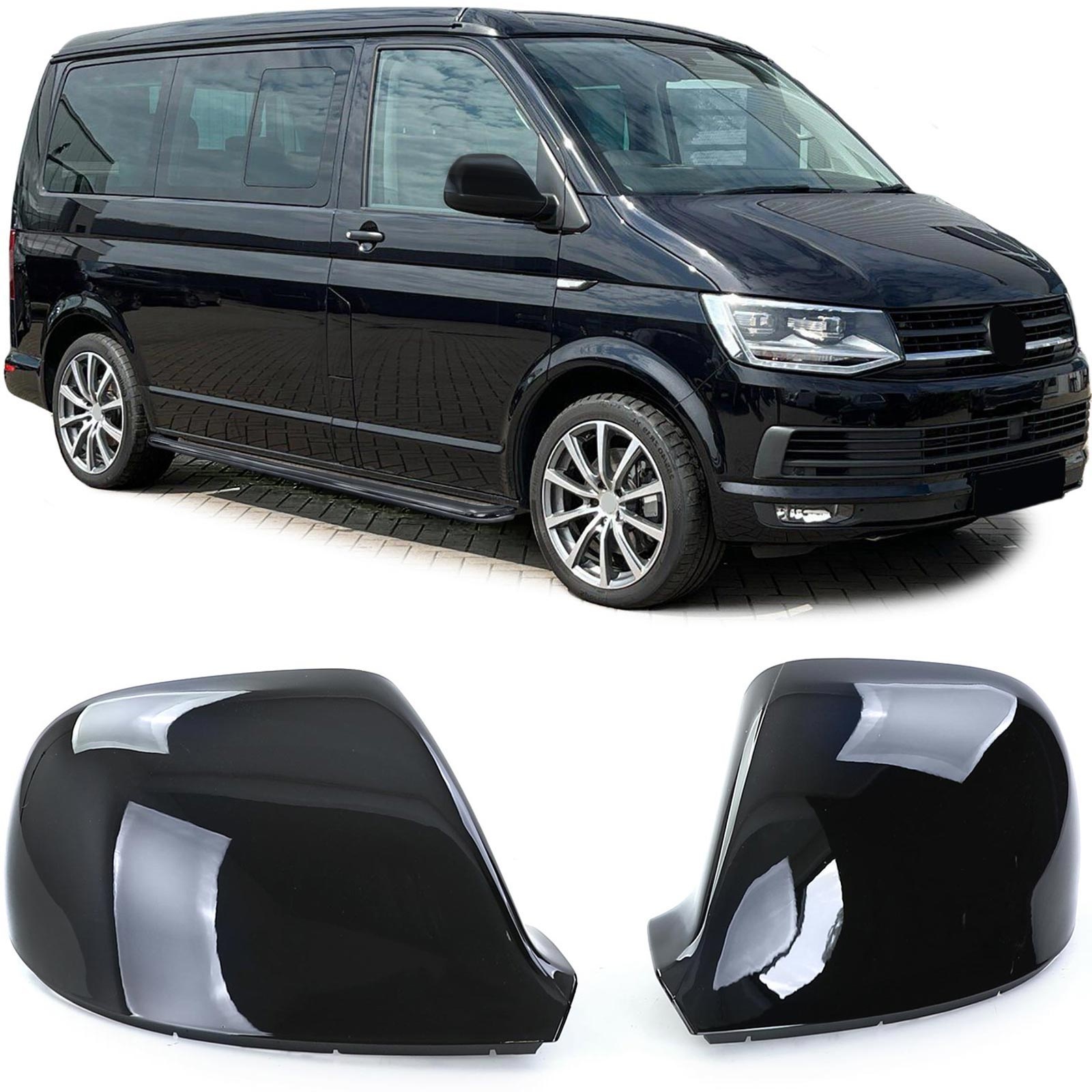 Spiegelkappen - voor VW T5.2 transporter/multivan/caravelle vanaf 09/2009, T6/T6.1 transporter/multivan/caravelle vanaf 04/2015, Amarok I vanaf 2010 - zwart glans