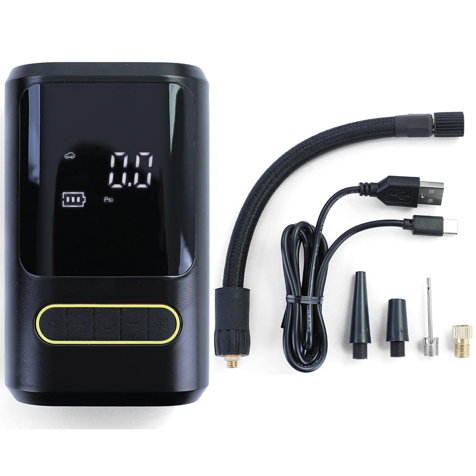 Mini compressor - luchtcompressor - 13,8x8,5x4,7cm - 150 PSI - zwart