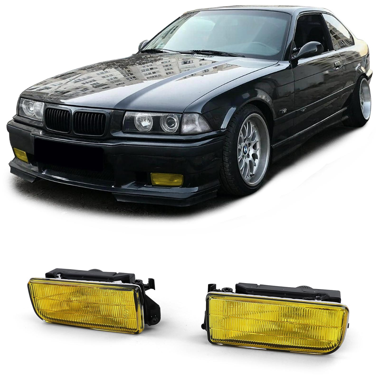 Mistlampen - BMW 3-serie E36 sedan/coupé/cabriolet/touring/compact 12/1990-08/1999 - H1 - geel
