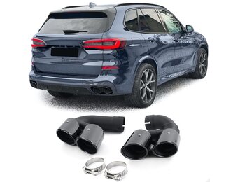 Uitlaatsierstuk - BMW X5 G05 xDrive 40i/sDrive 40i vanaf 2018, X6 G06 xDrive 40i vanaf 2019, X7 G07 xDrive 40i vanaf 2019 - rvs - zwart